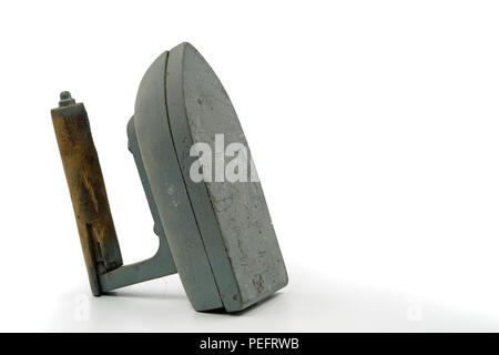 Old dusty iron isolated on white background Stock Photo