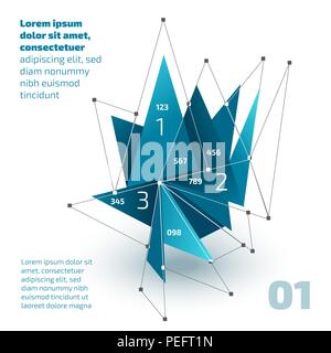 Low poly vector crystal infographic template on the white background Stock Vector