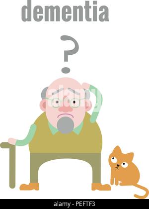 Elderly man with dementia in confused state of mind Stock Vector