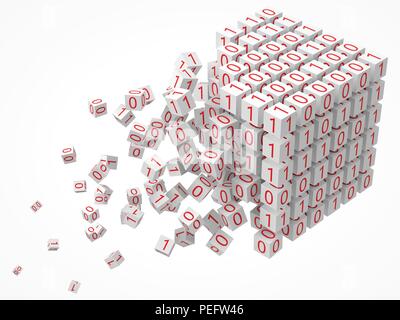 big data, blockchain and technology concept with binary code cubes. 3D style vector illustration. Stock Vector