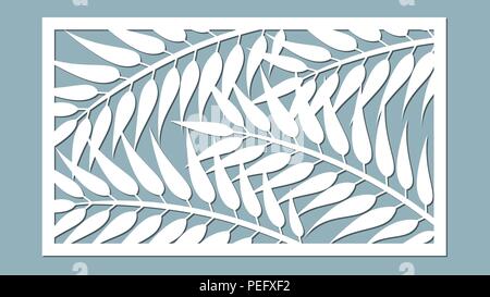 template for cutting. Palm leaves pattern. Laser cut. Vector illustration. Stock Vector