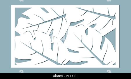 template for cutting. Palm leaves pattern. Laser cut. Vector illustration. Stock Vector