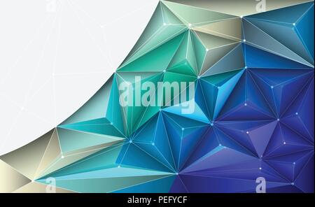 Vector 3D Illustration Geometric, Polygon, Line,Triangle pattern shape with molecule structure. Polygonal with yellow, green, blue background. Abstrac Stock Vector