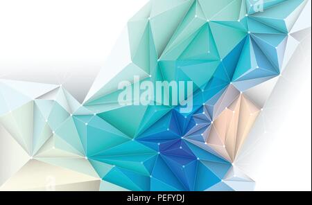 Vector 3D Illustration Geometric, Polygon, Line,Triangle pattern shape with molecule structure. Polygonal with yellow, green, blue background. Abstrac Stock Vector