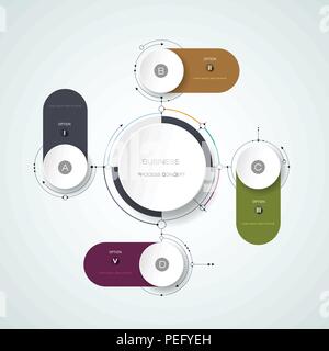 Vector abstract molecules with 3D paper label, integrated circles. Blank space for content, business, infographic template, diagram, network, web desi Stock Vector