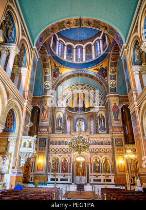 Metropolitan Cathedral of the Annunciation, Mitropoli. Metropoleos square. Athens, Greece. Stock Photo