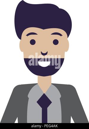 cartoon businessman wiith beard over white background, vector illustration Stock Vector