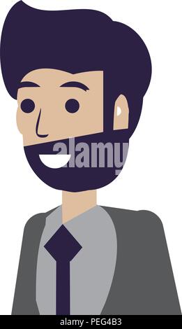 cartoon businessman wiith beard over white background, vector illustration Stock Vector