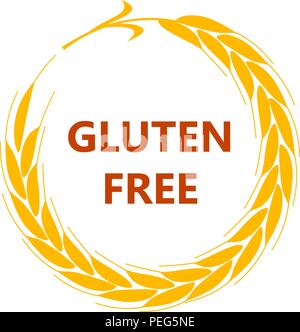 Gluten free label vector. Intolerance circle badge isolated on w Stock Vector