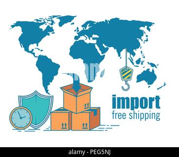 fast delivery concept, shield with box icon over white background, line ...