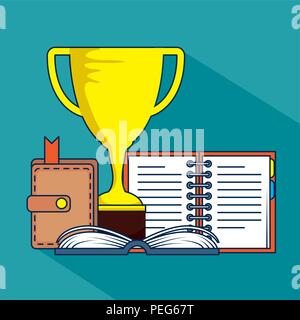 education on line with trophy vector illustration design Stock Vector