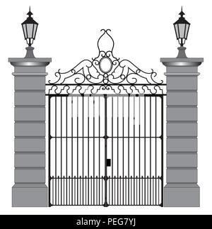 vector illustration of a wrought iron gate Stock Vector