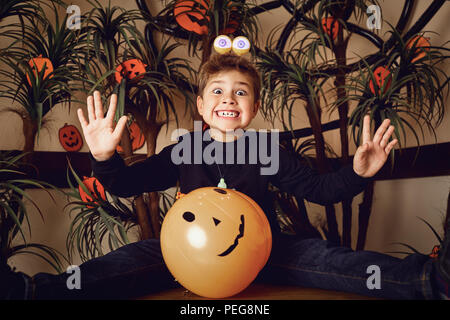 Funny boy in a Halloween costume Stock Photo