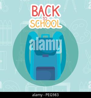 back to school label with bag vector illustration design Stock Vector