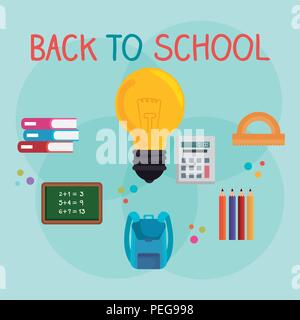 back to school label with supplies vector illustration design Stock Vector