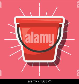 red bucket gardening tool cartoon style image Stock Vector