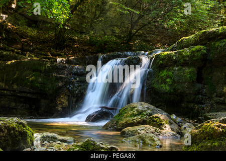 Waterfall, Cascades du Herisson, Jura, France, EU. Stock Photo