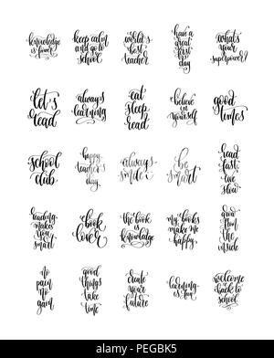 Hand written phrase Back to school, doodle style vector illustration ...