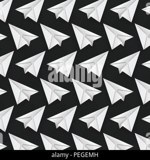 Abstract Modern Style Minimal Seamless Airplanes Background Texture Design - Illustration Template in Editable Vector Format Stock Vector