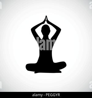 Yoga person sitting in a lotus pose silhouette vector illustration EPS10 Stock Vector