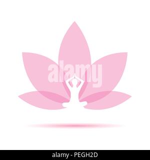 Yoga person sitting in a lotus pose pink vector illustration EPS10 Stock Vector