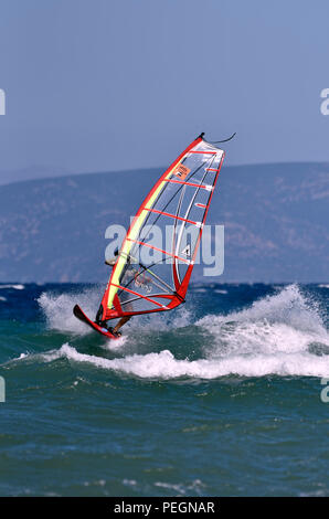 Windsurfing on a windy day Stock Photo