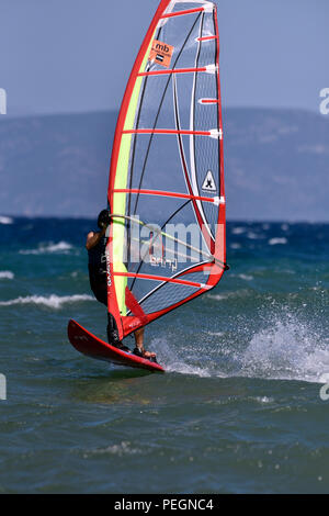 Windsurfing on a windy day Stock Photo