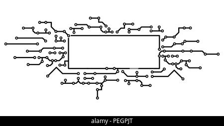 Background in PCB-layout style, decorative technique frame with empty space for Your text Stock Vector