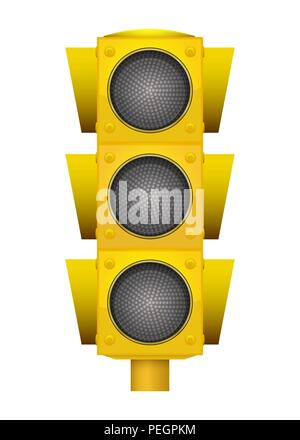 Realistic illustration of modern yellow led traffic light with switching off lights. Stock Vector