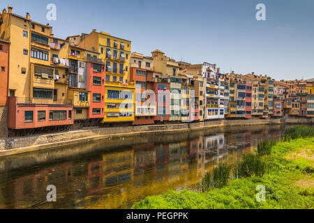 Girona. Multi-colored facades of houses Stock Photo