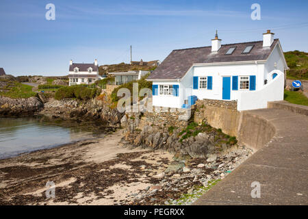 UK, Wales, Anglesey, Rhoscolyn, waterfront properties around harbour Stock Photo
