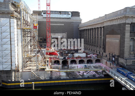 15 August 2018, Germany, Berlin: View of the extension of the Pergamum Museum on Museum Island from a window of Humboldt University. Photo: Wolfgang Kumm/dpa Stock Photo