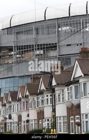 London, UK. 15th Aug 2018. Tottenham's move into their new stadium has been put back until at least the end of October as the ground will not be finished in time. Spurs are now exploring the possibility of postponing their home match against Manchester City on October 28th as their temporary home Wembley is already booked up on that date. The £850million ground had originally been expected to be ready for the clash with Liverpool on September 15. Credit: Nigel Bowles/Alamy Live News