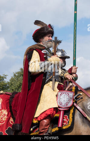 Poland, Warsaw: Re-enactors present uniforms and weapons from different periods of Polish military history at the annual military parade in the Poland's capital city. Stock Photo