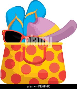 summer handbag with sandals and hat Stock Vector