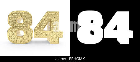 Golden number eighty-four (84 years) on white background with pattern ...