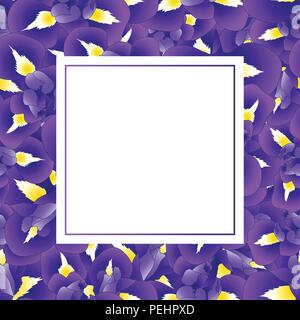 Dark Blue Purple Iris Flower Banner Card. Vector Illustration. Stock Vector