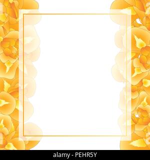 Orange Iris Flower Banner Card Border. Vector Illustration. Stock Vector