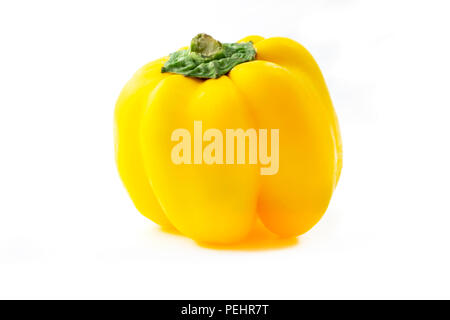 Yellow bell peppers (Capsicum annuum) on a white background Stock Photo