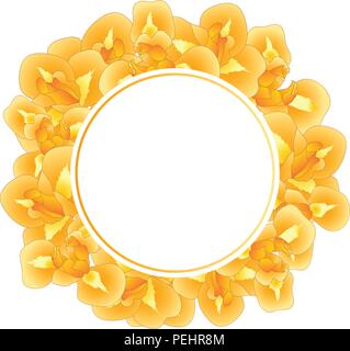 Orange Iris Flower Banner Wreath. Vector Illustration. Stock Vector