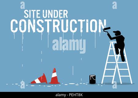 Vector artwork depicts work in progress. Stock Vector