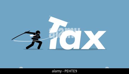 Vector artwork depicts reducing and lowering taxes. Stock Vector