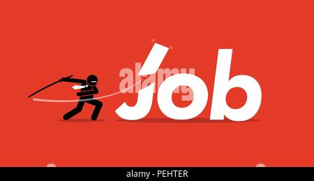 Vector artwork depicts retrenchment, reducing manpower, company downsizing, and employee layoffs. Stock Vector