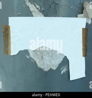ragged blank sheet on an old fence.abstract background Stock Photo