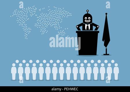 Artwork depicts automation, human replacement, threat to mankind, and rise of the android. Stock Vector