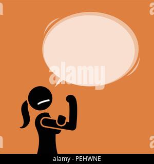 She is telling women around the world that we can do it. This poster artwork gives inspiration for women to rise up, be confident and tough. Stock Vector