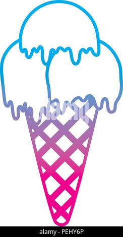 degraded line ice cream with three balls and ribbon Stock Vector Image ...