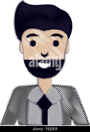 cartoon businessman wiith beard over white background, vector illustration Stock Vector