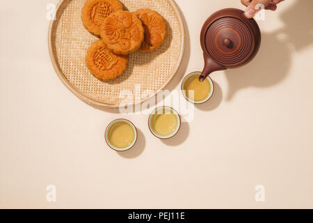 Mooncakes,which are Vietnamese pastries traditionally eaten during the Mid-Autumn Festival Stock Photo