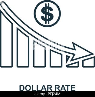 Dollar Rate Decrease Graphic icon. Mobile app, printing, web site icon. Simple element sing. Monochrome Dollar Rate Decrease Graphic icon illustration Stock Vector